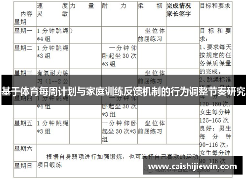 基于体育每周计划与家庭训练反馈机制的行为调整节奏研究