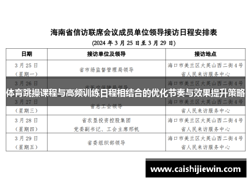 体育跳操课程与高频训练日程相结合的优化节奏与效果提升策略