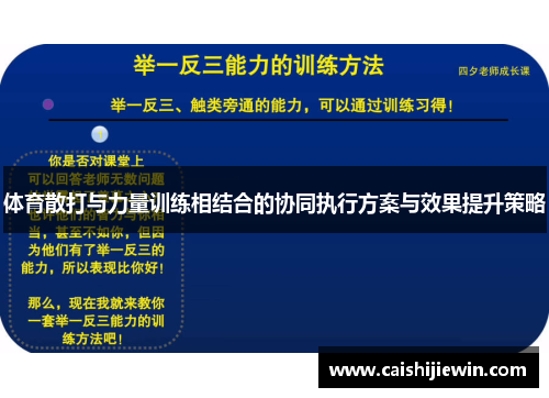 体育散打与力量训练相结合的协同执行方案与效果提升策略